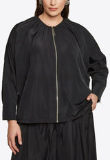 Mat Fashion Zipped Taffeta Gathered Jacket Black 8401.4041.W_BLACK