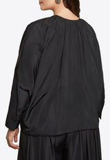 Mat Fashion Zipped Taffeta Gathered Jacket Black 8401.4041.W_BLACK