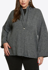 Mat Fashion Collarless Knitted Cardigan Gray 8401.5028.W_GREY