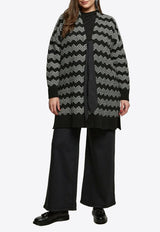 Mat Fashion Zig-Zag Knit Cardigan with Bow Black 8401.5031.W_BLACK