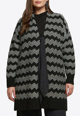 Mat Fashion Zig-Zag Knit Cardigan with Bow Black 8401.5031.W_BLACK