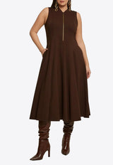 Mat Fashion Half-Zip Flared Midi Dress Brown 8401.7040.W_BROWN