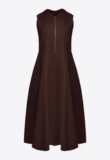 Mat Fashion Half-Zip Flared Midi Dress Brown 8401.7040.W_BROWN