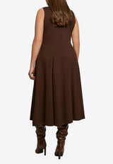 Mat Fashion Half-Zip Flared Midi Dress Brown 8401.7040.W_BROWN