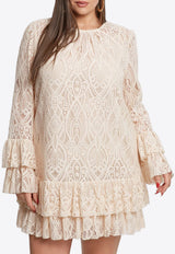 Mat Fashion Ruffled Lace Mini Dress Cream 8401.7049.W_CREAM
