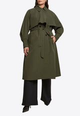 Mat Fashion Trench Coat with Belt and Cape Green 8403.4023.Ν.W_GREEN