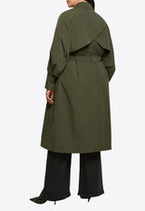 Mat Fashion Trench Coat with Belt and Cape Green 8403.4023.Ν.W_GREEN