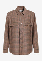 Saint Laurent Houndstooth Wool-Blend Shirt Beige 843378YZ9CH/R_YSL-9773