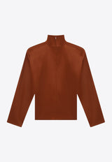 Saint Laurent Silk-Blend High-Neck Blouse Caramel 845857Y5J95/R_YSL-2498
