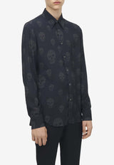 Alexander McQueen Skull Print Long-Sleeved Shirt Black 847303QRACU 1287