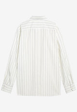 Saint Laurent Cassandre Long-Sleeved Stripe Shirt White 848033Y7K19/R_YSL-1332