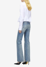 Alexander McQueen Peplum Shirt with Front Bib White 848071QAABS 9000