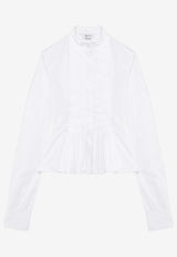 Alexander McQueen Peplum Shirt with Front Bib White 848071QAABS 9000