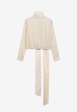 Gucci GG Jacquard Silk Wrap Blouse Ivory 848566ZATF9/R_GUC-9853