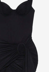 Balenciaga Draped Mini Dress with Side-Panel Black 850640TTV27/R_BALEN-1000