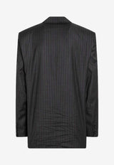 Balenciaga Pinstripe Wool Single-Breasted Blazer Gray 850763TPT05/R_BALEN-1360