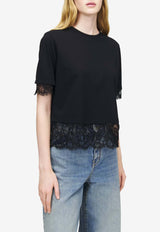 Alexander McQueen Lace-Trimmed Crewneck T-shirt Black 850805QLAE6 1000
