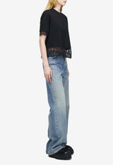 Alexander McQueen Lace-Trimmed Crewneck T-shirt Black 850805QLAE6 1000