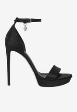 Alexander McQueen 125 Jewel Satin Platform Sandals Black 851992W4ABW 1000