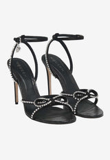 Alexander McQueen 105 Crystal-Bow Snake Print Leather Sandals Black 851993W4ABZ 1064