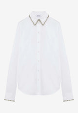 Alexander McQueen Crystal Embroidered Long-Sleeved Shirt White 852240QAABS 9000