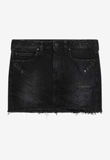 Balenciaga Washed Mini Denim Skirt Black 852324TTW67/R_BALEN-1037