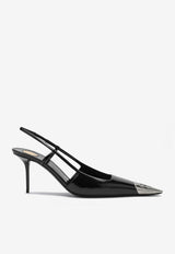 Saint Laurent Jeanne 75 Patent Leather Slingback Pumps Black 853184AAFAN/R_YSL-1000