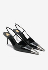 Saint Laurent Jeanne 75 Patent Leather Slingback Pumps Black 853184AAFAN/R_YSL-1000