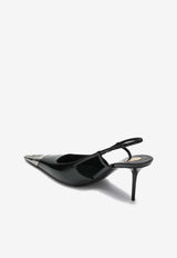 Saint Laurent Jeanne 75 Patent Leather Slingback Pumps Black 853184AAFAN/R_YSL-1000