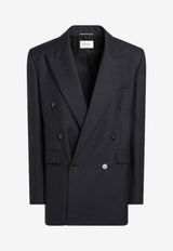 Saint Laurent Wool Double-Breasted Blazer Midnight Blue 853433Y405W/R_YSL-4141