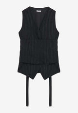 Alexander McQueen Wool Pinstriped Tailored Waistcoat Black 856820QJAFX 1389