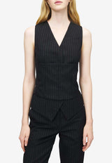 Alexander McQueen Wool Pinstriped Tailored Waistcoat Black 856820QJAFX 1389