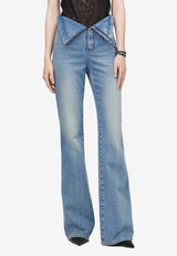 Alexander McQueen Fold-Over Waist Washed Jeans Blue 857092QMAD0 4383