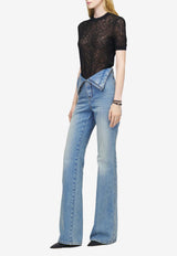 Alexander McQueen Fold-Over Waist Washed Jeans Blue 857092QMAD0 4383