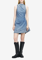 Alexander McQueen Asymmetric Mini Denim Dress Blue 857115QMAD1 4383