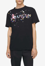 Alexander McQueen Confetti Logo Print T-shirt Black 857144QTAEF 0555