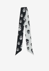 Alexander McQueen Ribbon Skull Silk Scarf Monochrome 8575533001Q 1078