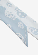 Alexander McQueen Ribbon Skull Silk Scarf Light Blue 8575533001Q 4977
