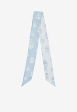 Alexander McQueen Ribbon Skull Silk Scarf Light Blue 8575533001Q 4977