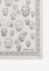 Alexander McQueen Hand-Painted Skull Print Silk Foulard Ivory 8575553052Q 9260