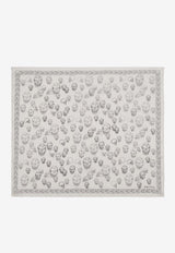 Alexander McQueen Hand-Painted Skull Print Silk Foulard Ivory 8575553052Q 9260