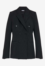 Alexander McQueen Double-Breasted Pinstripe Jacket Black 857603QJAFX 1389