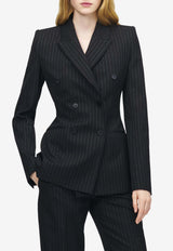 Alexander McQueen Double-Breasted Pinstripe Jacket Black 857603QJAFX 1389