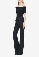 Alexander McQueen Fold-Over Waist Tailored Pants Black 857843QJADA 1000