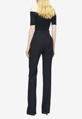 Alexander McQueen Fold-Over Waist Tailored Pants Black 857843QJADA 1000