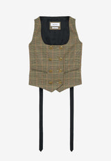 Alexander McQueen Country Check Wool Waistcoat Brown 857873QJAFR 9101