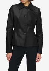 Alexander McQueen Leather Peplum Jacket Black 858183Q5AML 1000