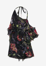 Alexander McQueen Meadow Floral Asymmetric Top Multicolor 858351QCAMO 1000