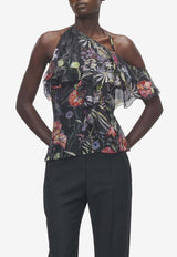 Alexander McQueen Meadow Floral Asymmetric Top Multicolor 858351QCAMO 1000