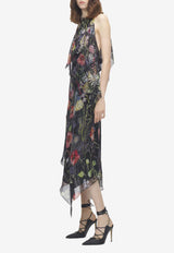 Alexander McQueen Meadow Asymmetric Floral Midi Dress Multicolor 858353QCAMO 1000